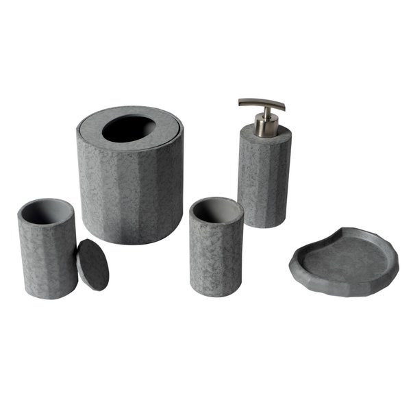 Alfi Brand 5 Piece Solid Concrete Gray Matte Bathroom Accessory Set ABCO1022